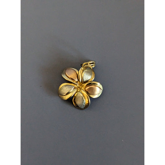 Estate Unmarked 14k Tricolor Gold Plumeria Pendant