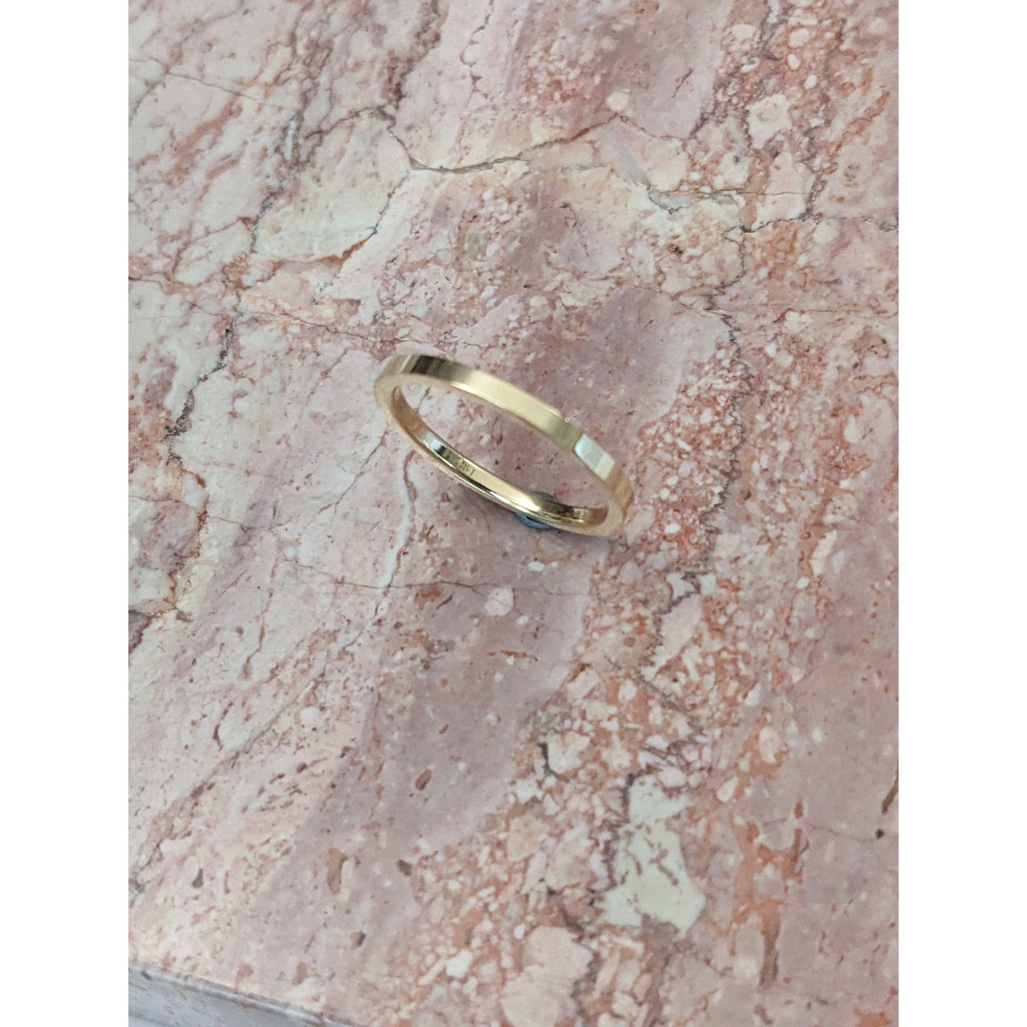 Estate 14k Solid Yellow Gold Simple Flat Minimal 2mm Wedding Band Ring Size 10