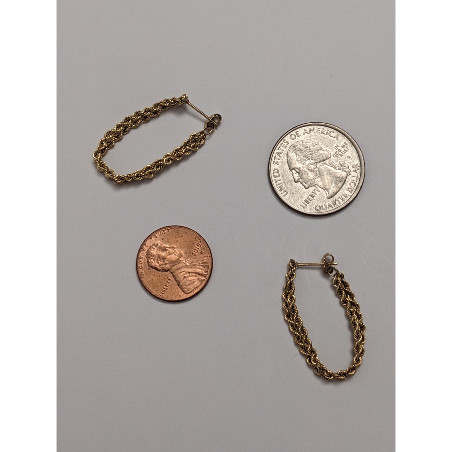 Vintage 14k Yellow Gold Rope Chain Loop Earrings