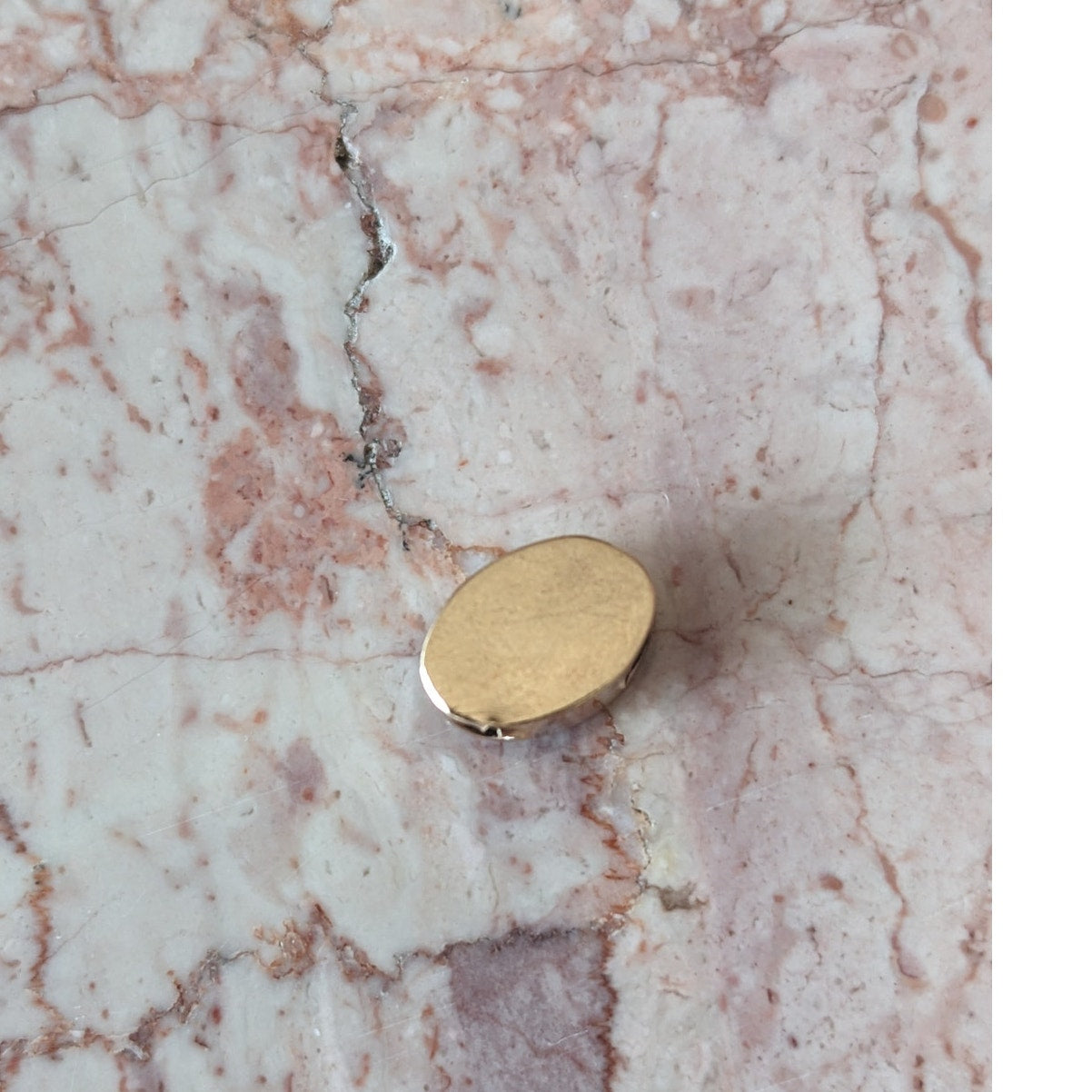 Vintage Unmarked 10k Gold Oval Slider Charm with Pink and White Stones