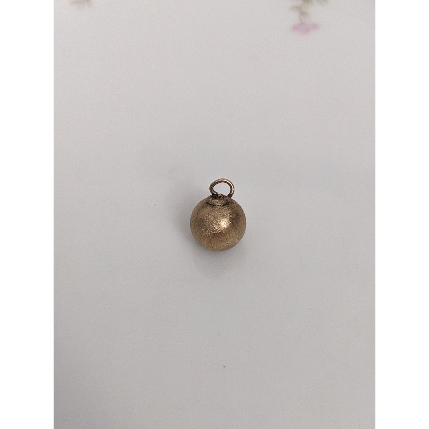 Vintage Unmarked 14k Yellow Gold Brushed Mini Hollow Ball Charm Pendant