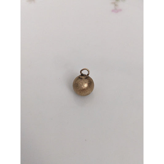 Vintage Unmarked 14k Yellow Gold Brushed Mini Hollow Ball Charm Pendant