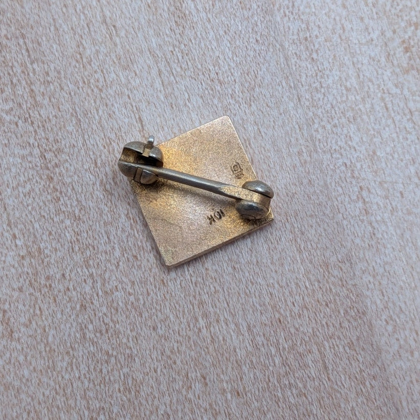 Vintage 6k Yellow Gold with Black Enamel Geometric Pin
