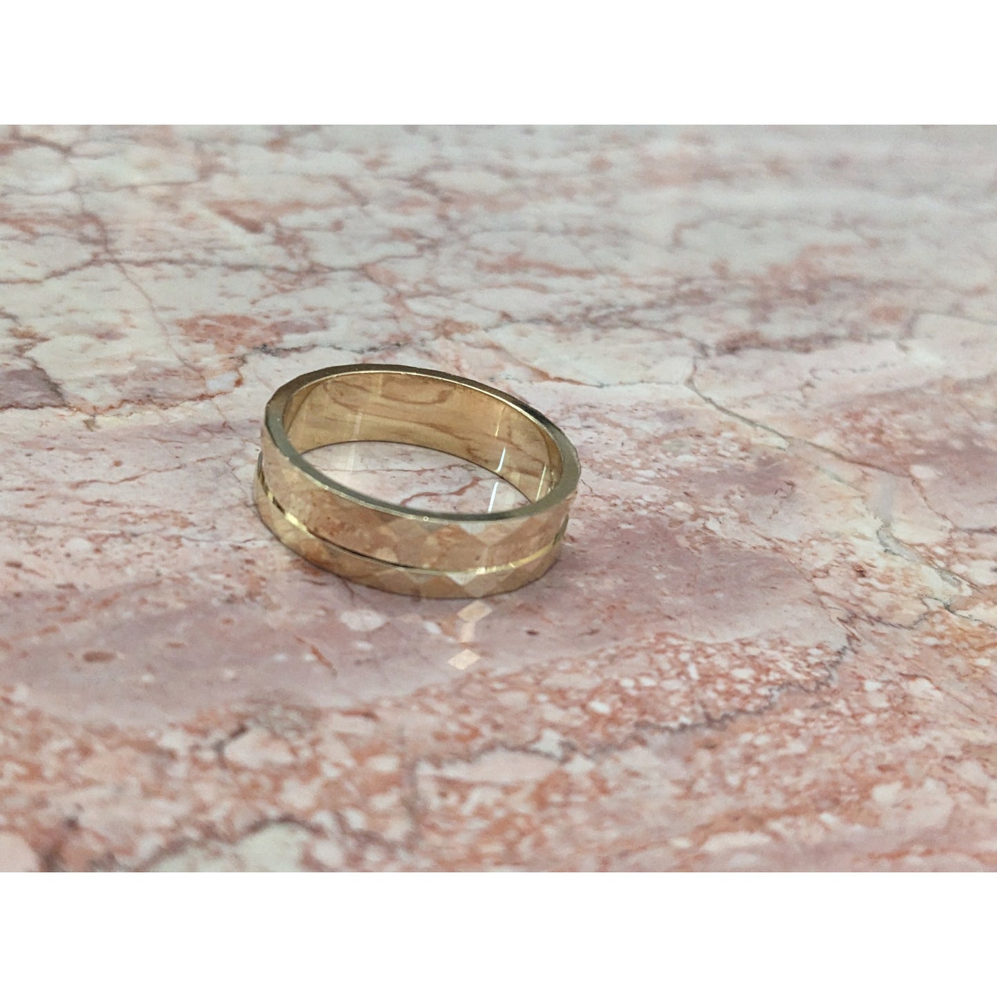 Estate 14k Yellow Gold Polished Center with Geometric Sides Ring Size 9.75