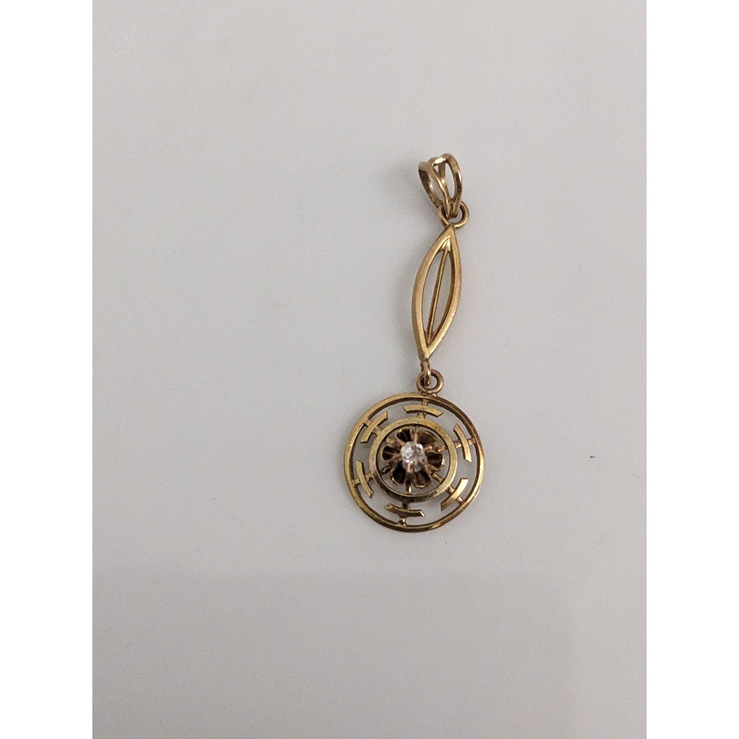 Victorian 10k Yellow Gold Lavaliere Pendant with Tiny Diamond