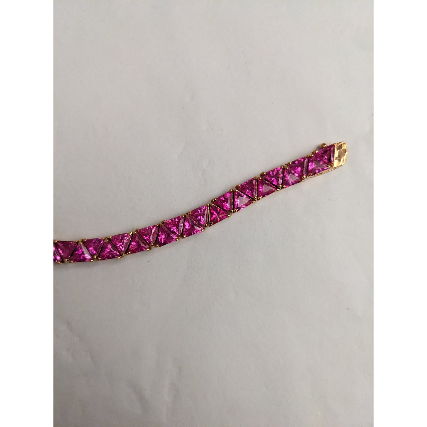 Rose Gold Plated Tennis Bracelet in 925 Pink Stones 7.5in