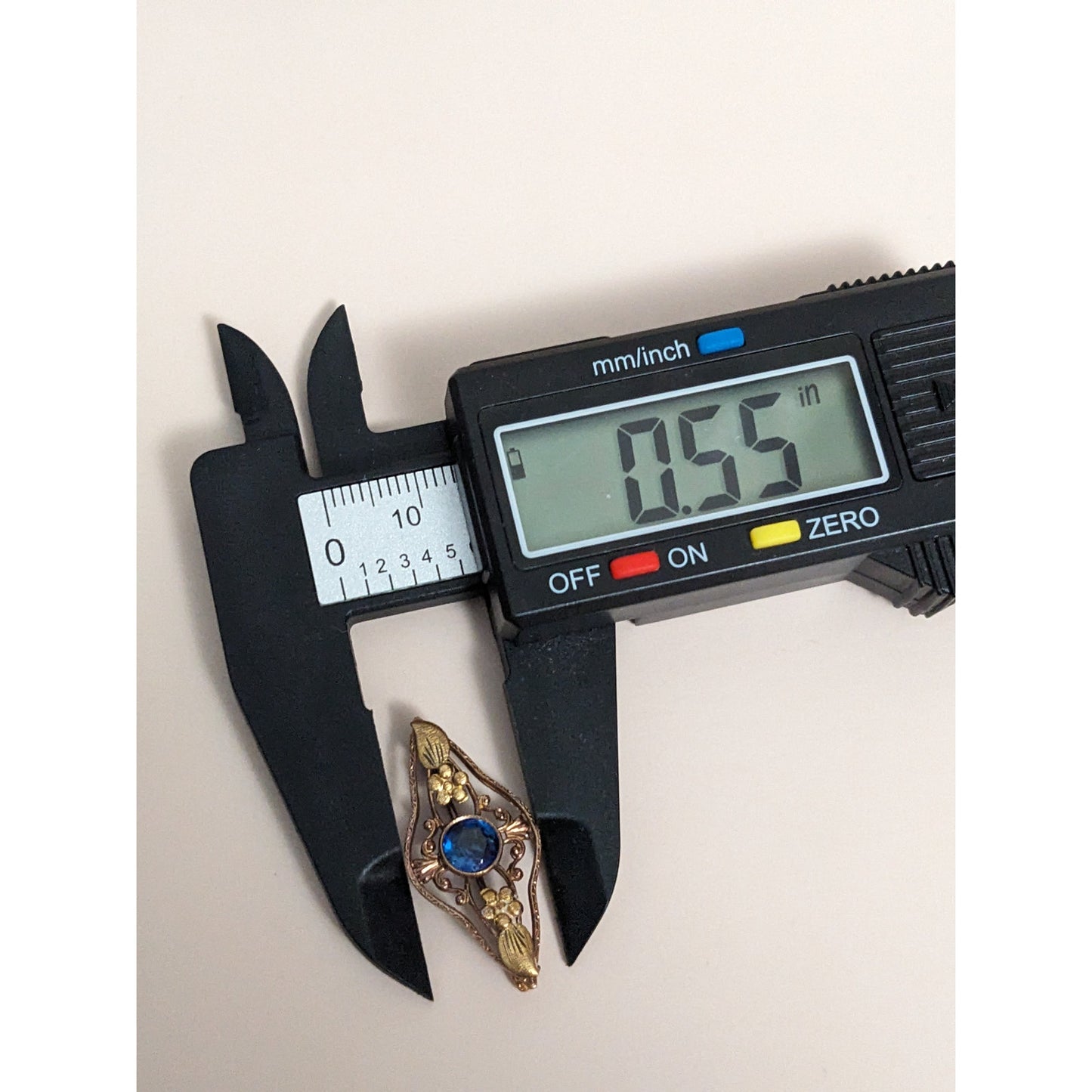 Antique 10k Rose and Yellow Gold Floral Brooch with Blue Gem