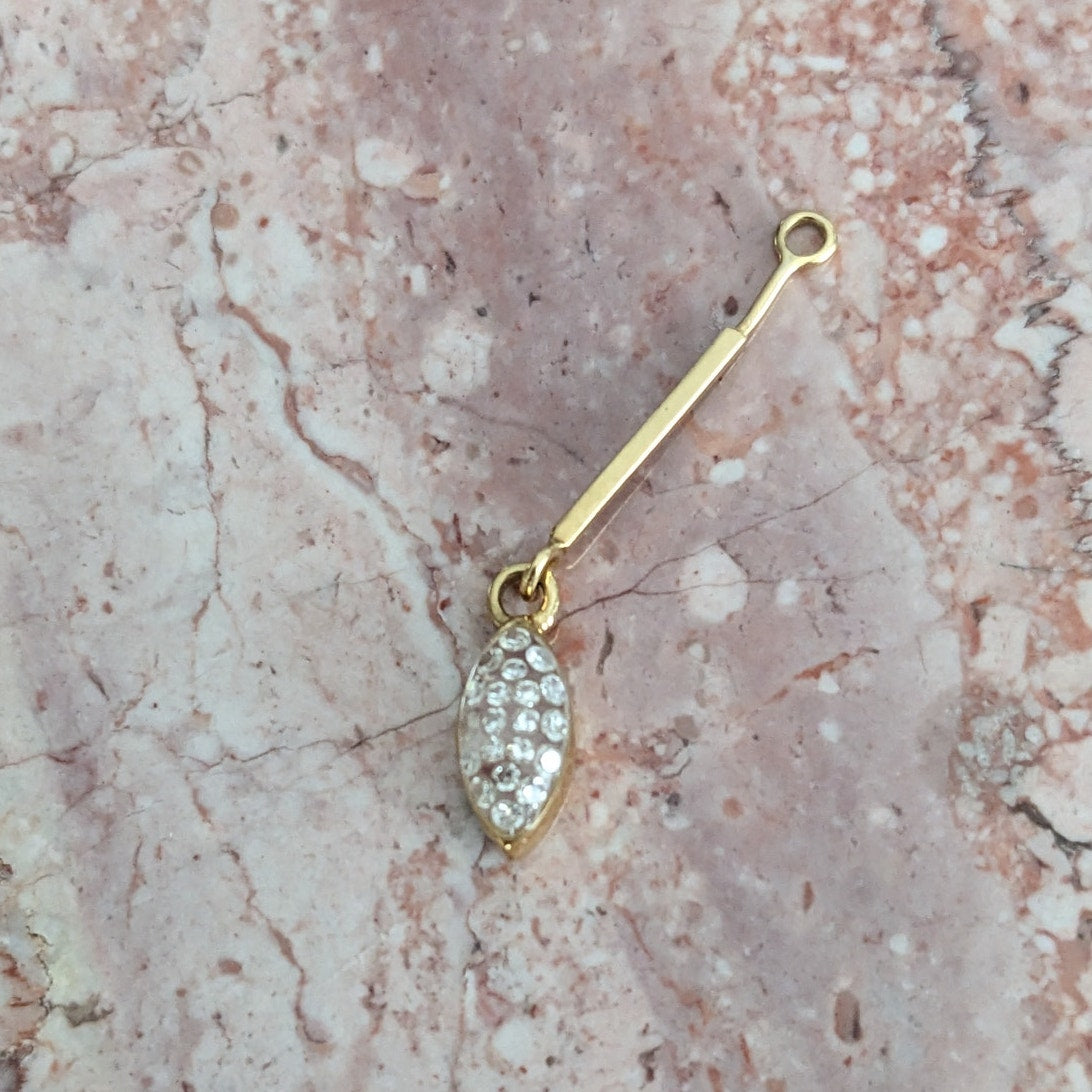 Vintage Unmarked 14k Yellow Gold Pave Diamond Teardrop Dangle Charm Finding