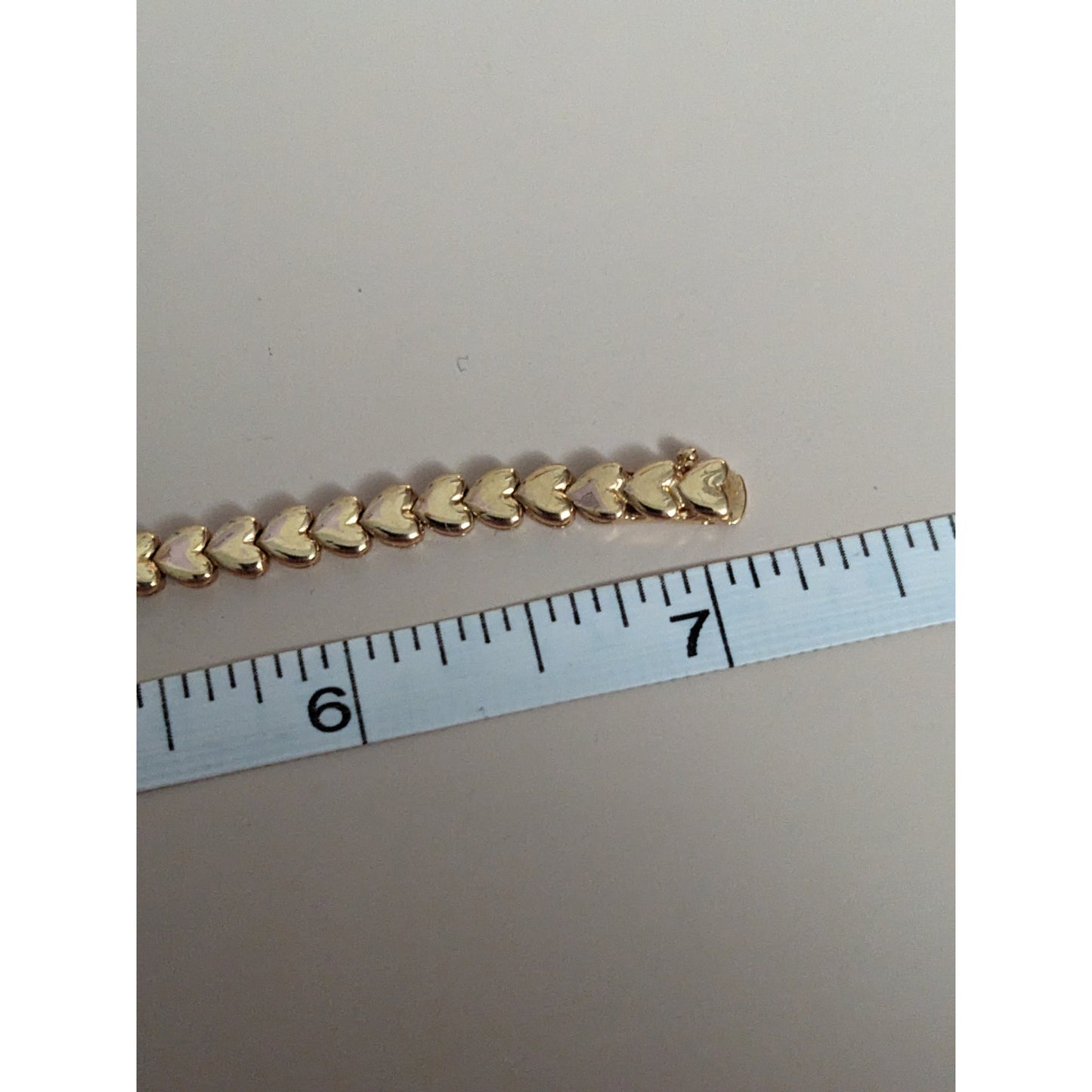 Vintage 14k Yellow Gold Heart Bracelet with Diamonds & Sapphires 7in