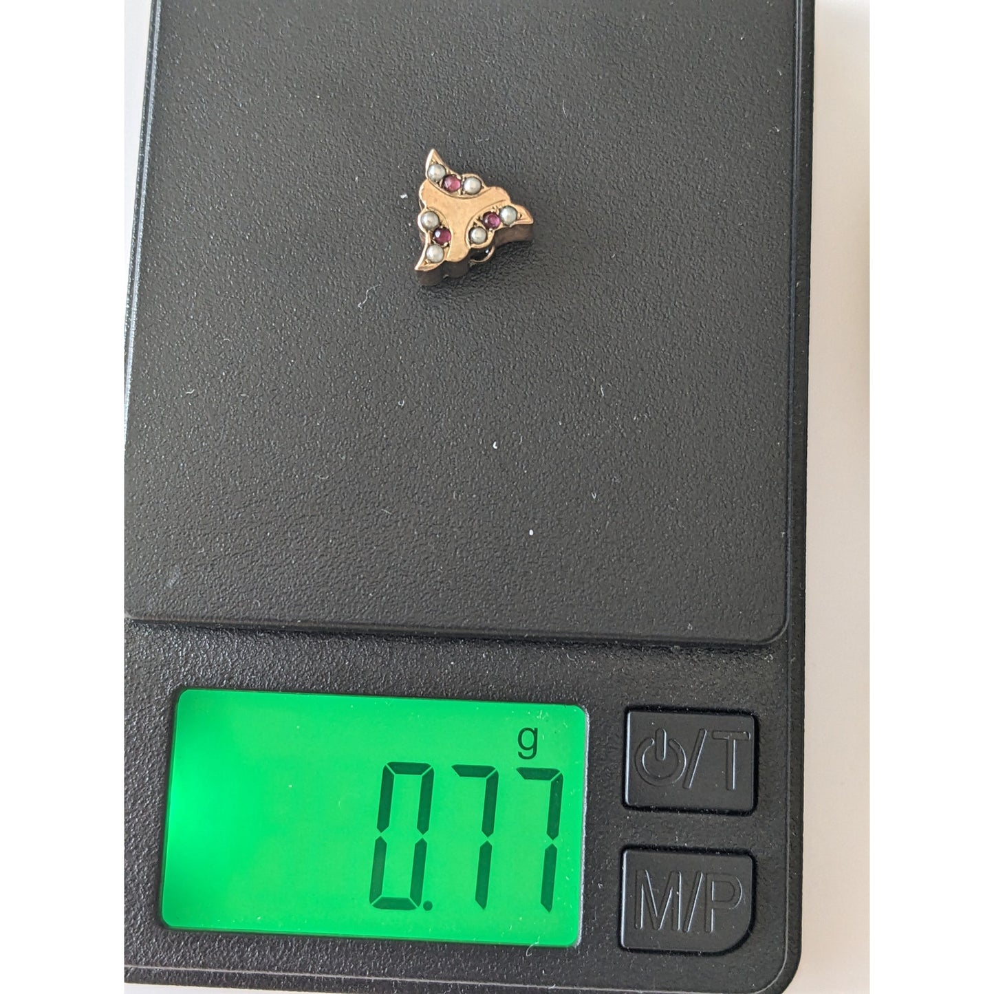 Vintage Unmarked 10k Gold Triangle Geometric Slider Charm Pink and White Stones