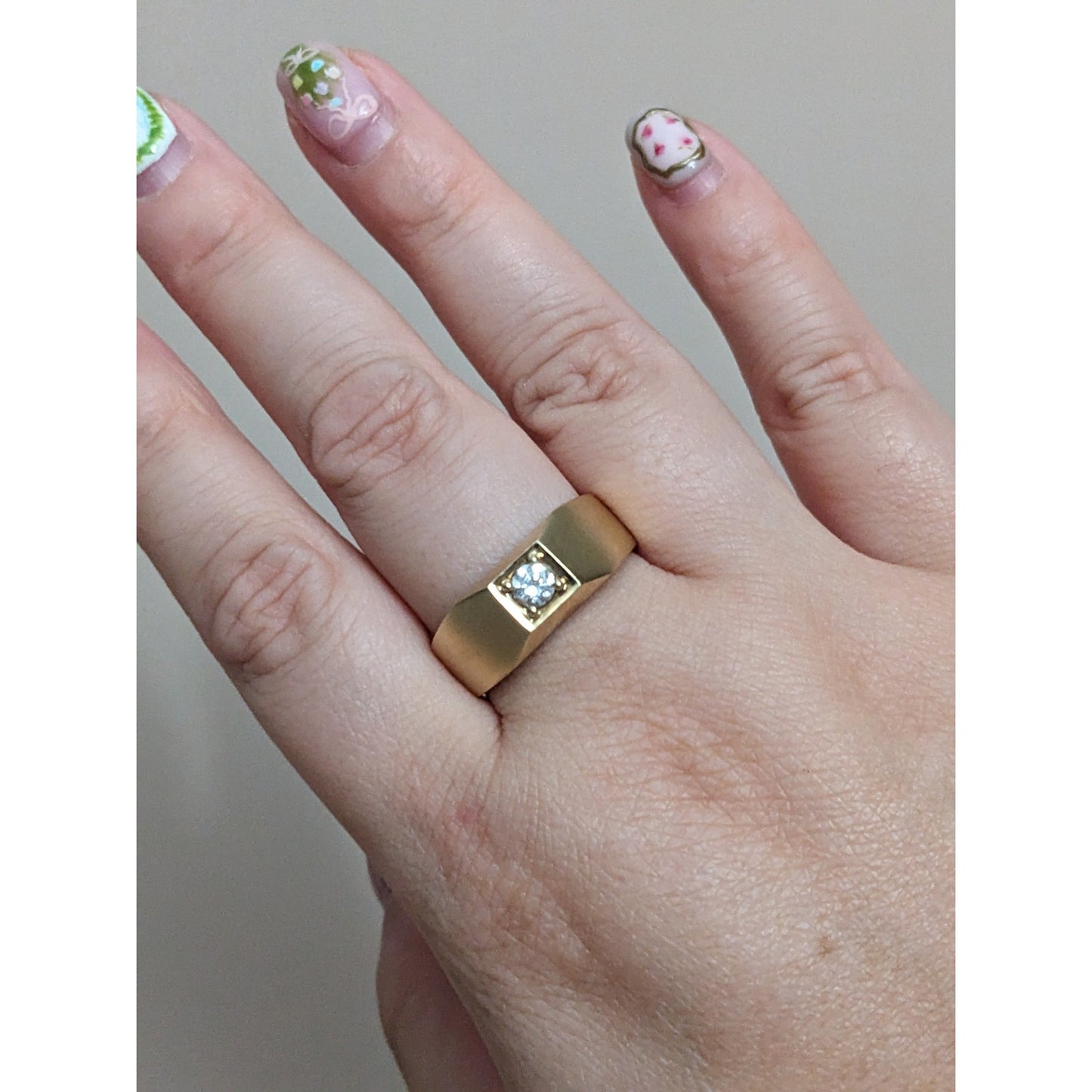 Vintage 10k Yellow Gold White Stone Accent Ring Size 10