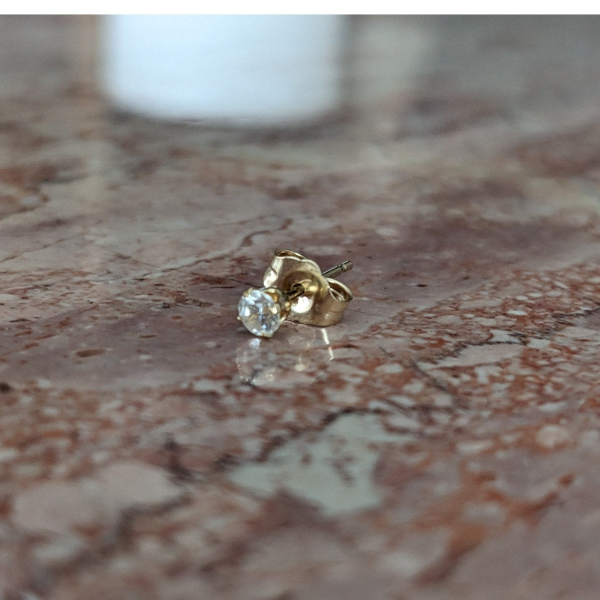 Estate 14k Gold Single Piece Tiny Dainty Diamond Stud Earring ONE PIECE ONLY
