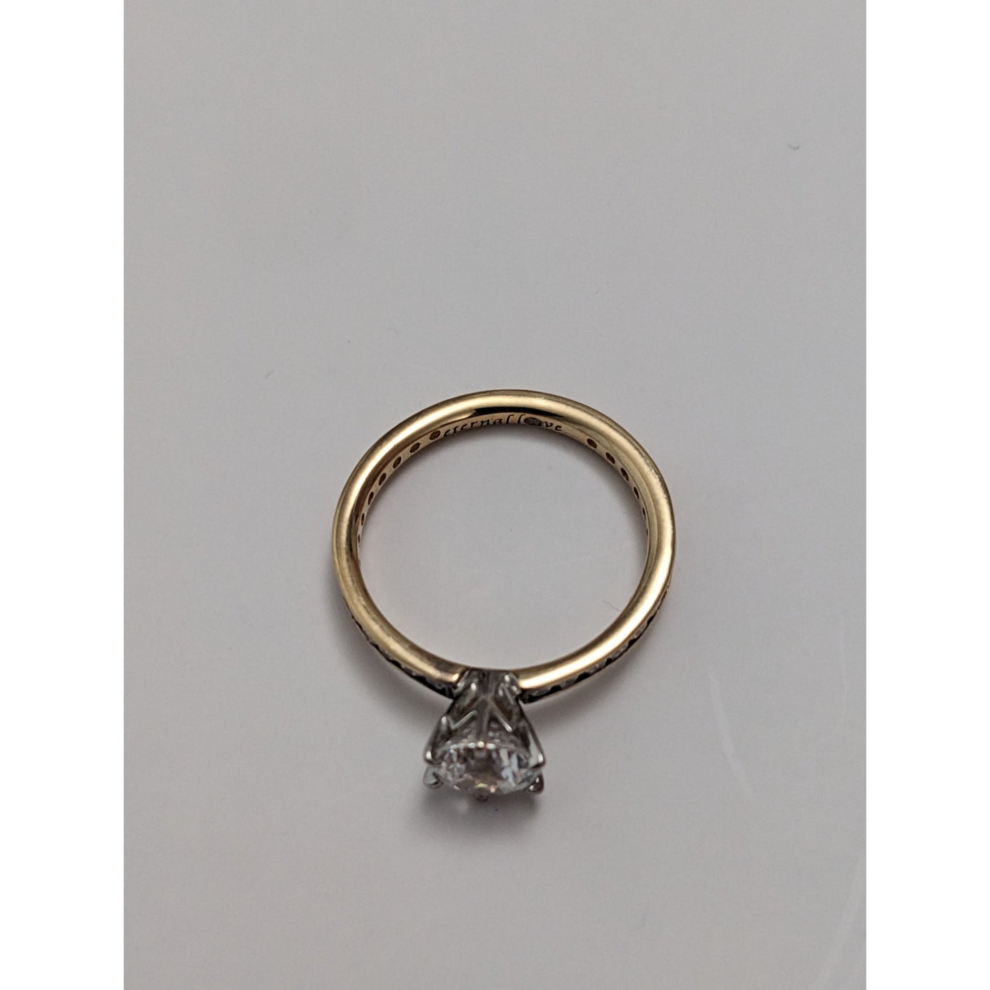Estate Diamonique QVC 14k Yellow Gold CZ Stones Eternal Love Ring Size 9