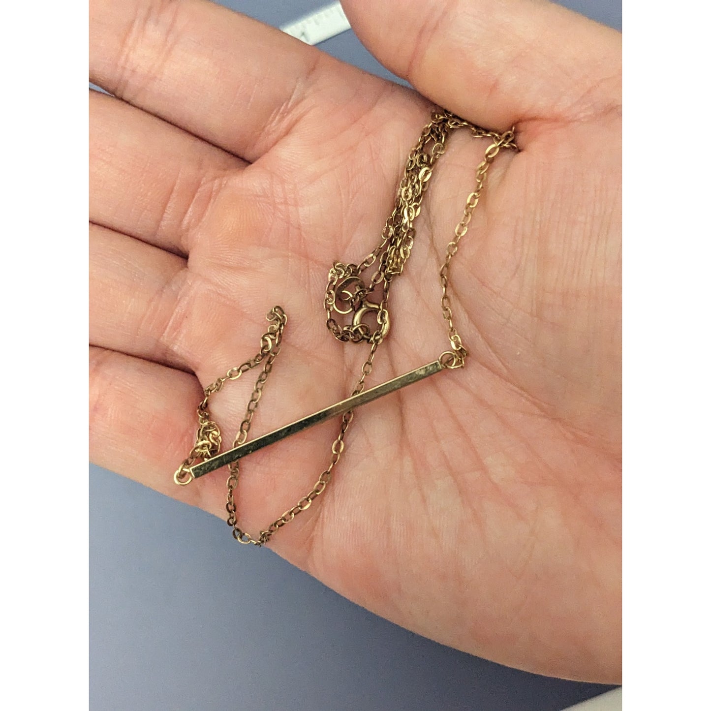Vintage Estate 14k Yellow Gold Thin Bar Chain Necklace