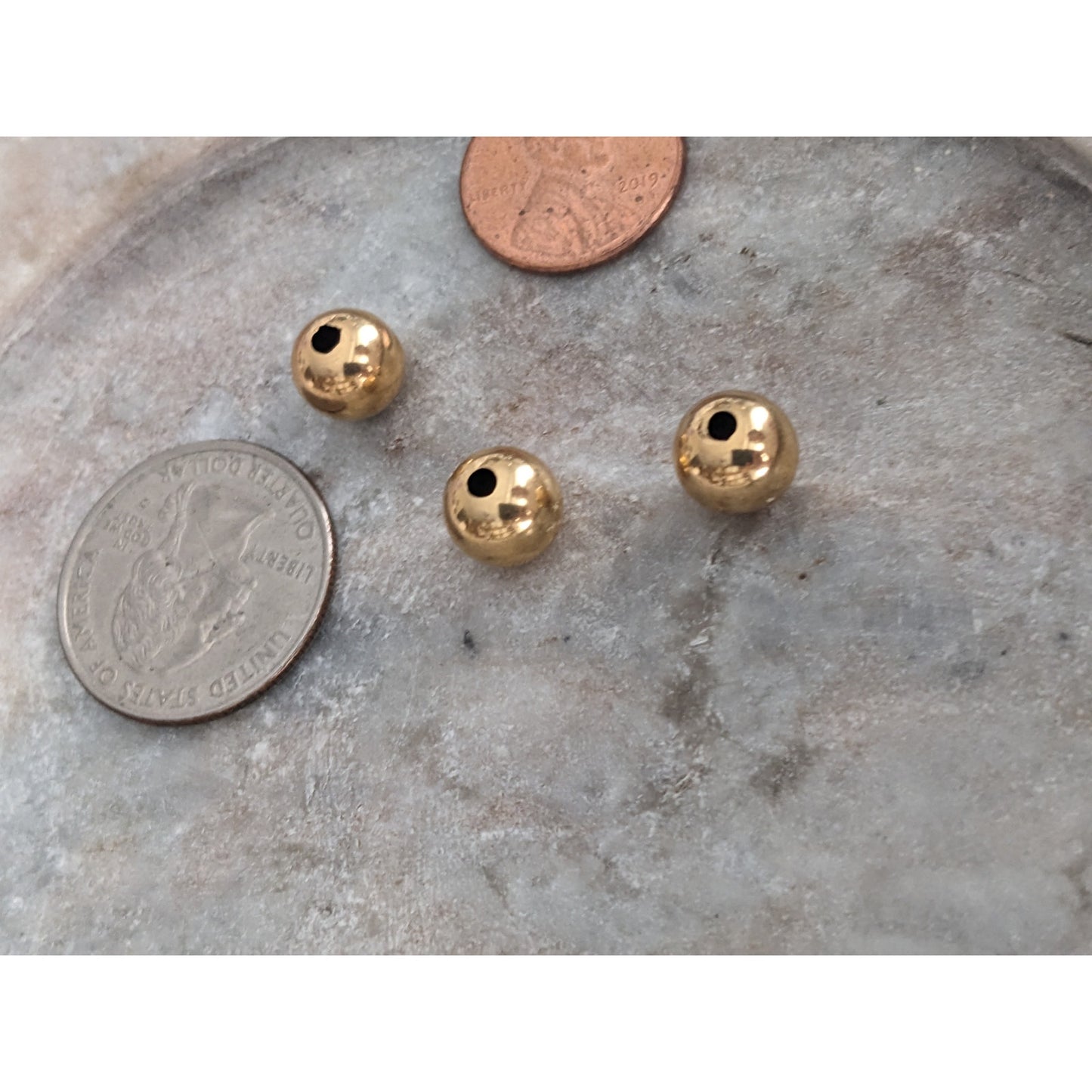 Vintage Unmarked 14k Yellow Gold Hollow Bead Charms 3 pieces 0.9g