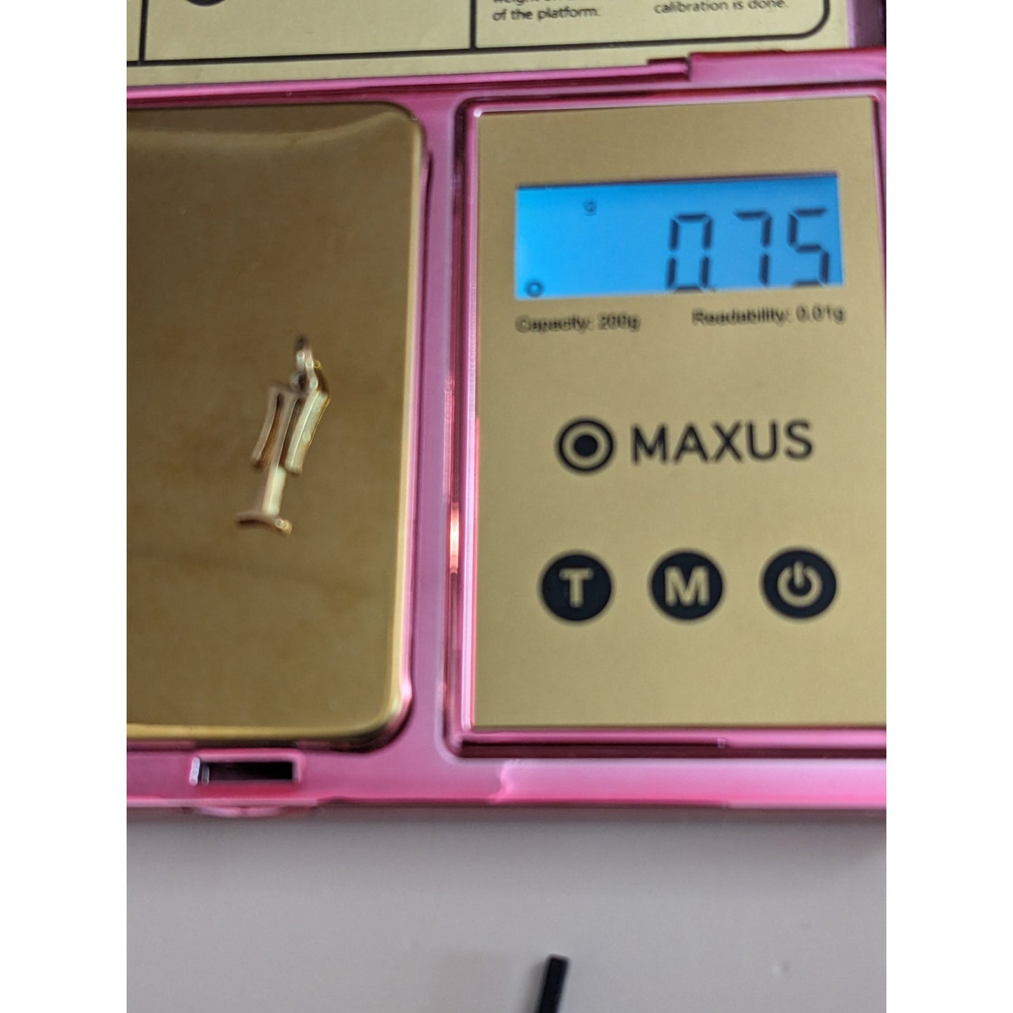 Vintage Unmarked 14k Yellow Gold Letter "T" Mini Charm Pendant