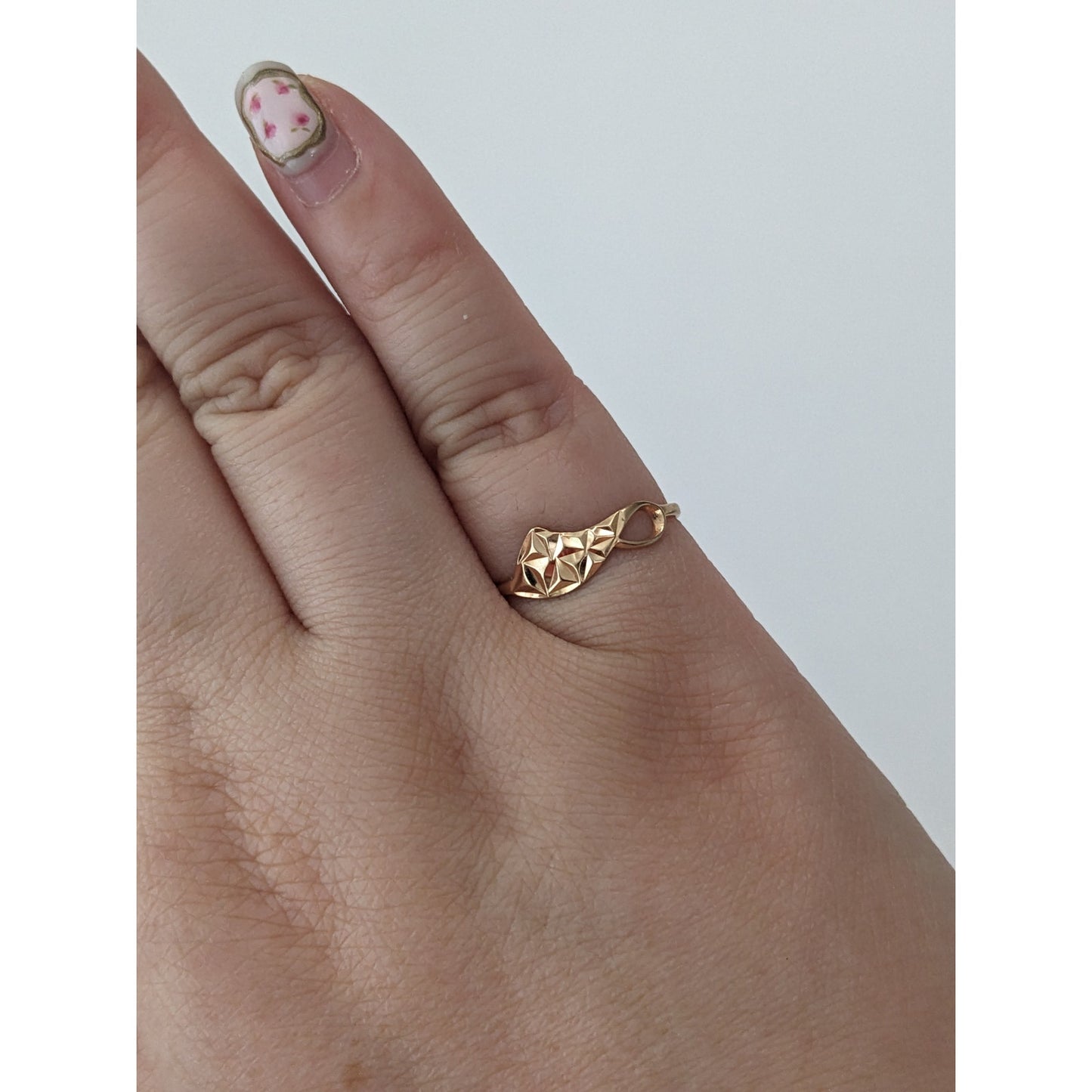 Vintage 14k Yellow Gold Geometric Diamond Cut Ring Size 6