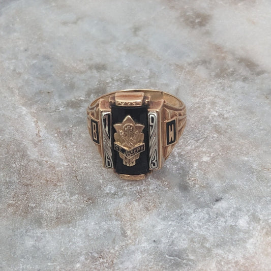Vintage 10k Yellow Gold 1963 St Joseph Class Ring Size 9.25