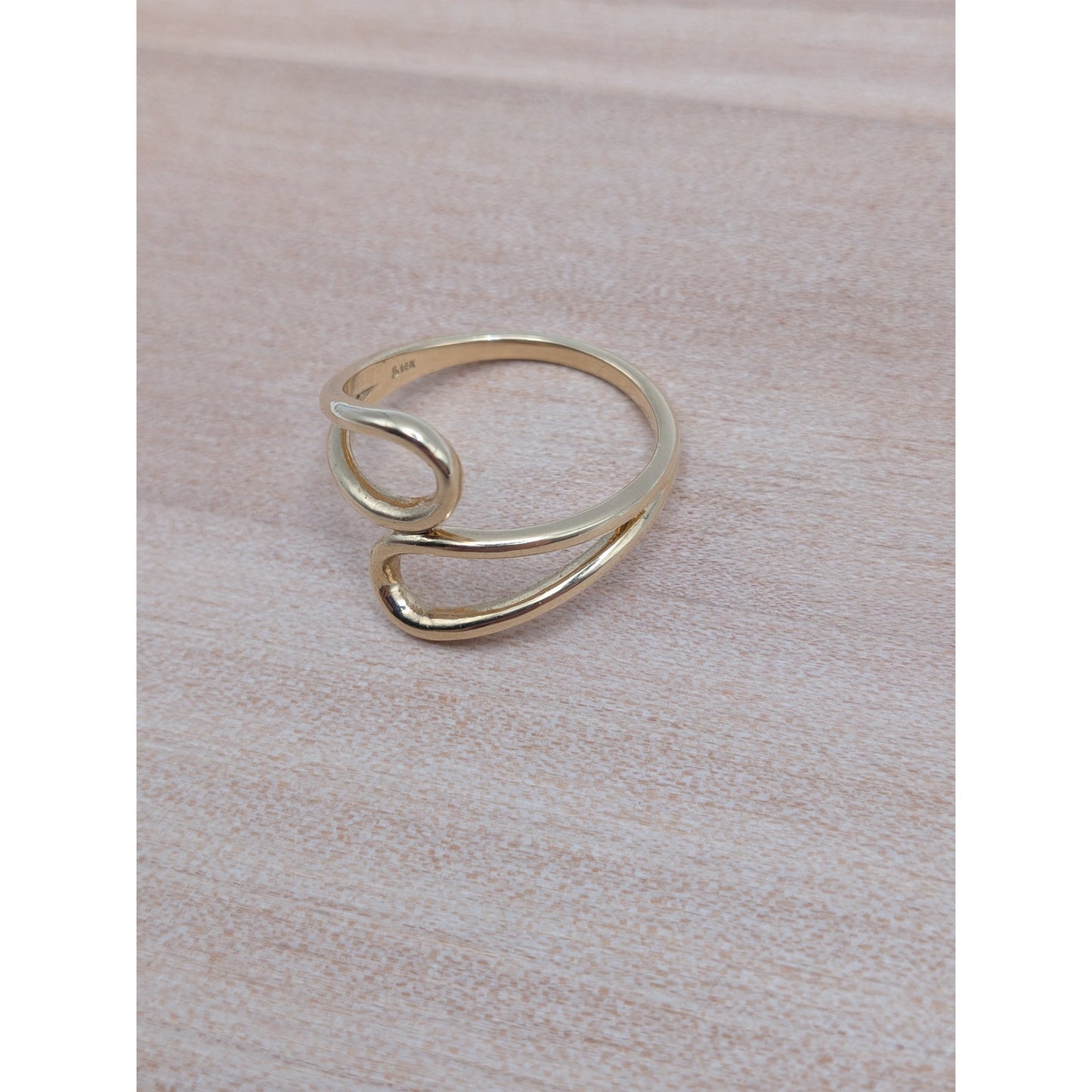 Estate 14k Yellow Gold Minimal Geometric Bypass Ring Size 6.75
