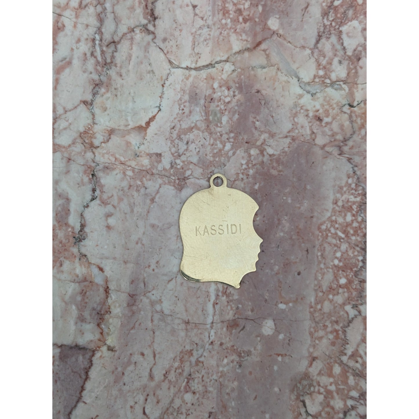 Vintage 14k Yellow Gold Flat Girl Silhouette Engraved "KASSIDY" & "4-4-92" Charm
