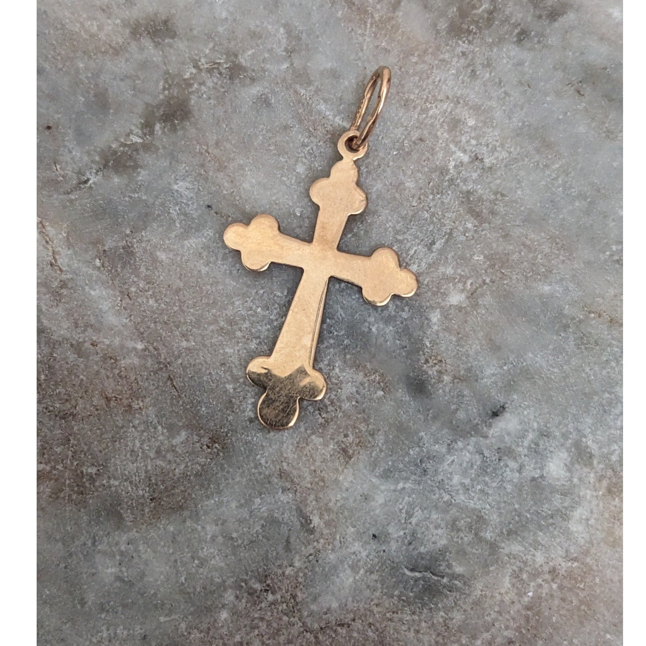 Vintage 14k Yellow Gold Ukrainian Russian Greek Orthodox Cross Pendant