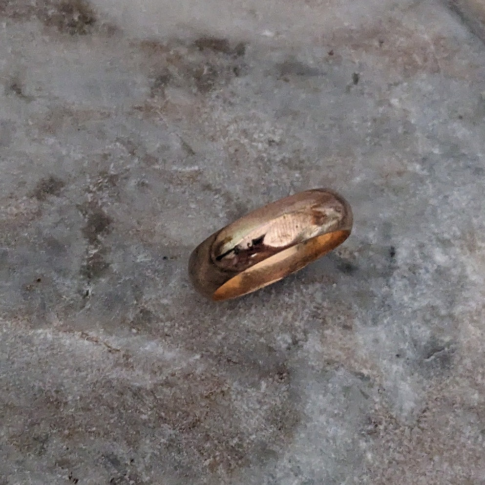 Vintage 14k Gold Simple Hollow Wedding Band Ring Size 9.75 (DENTED)