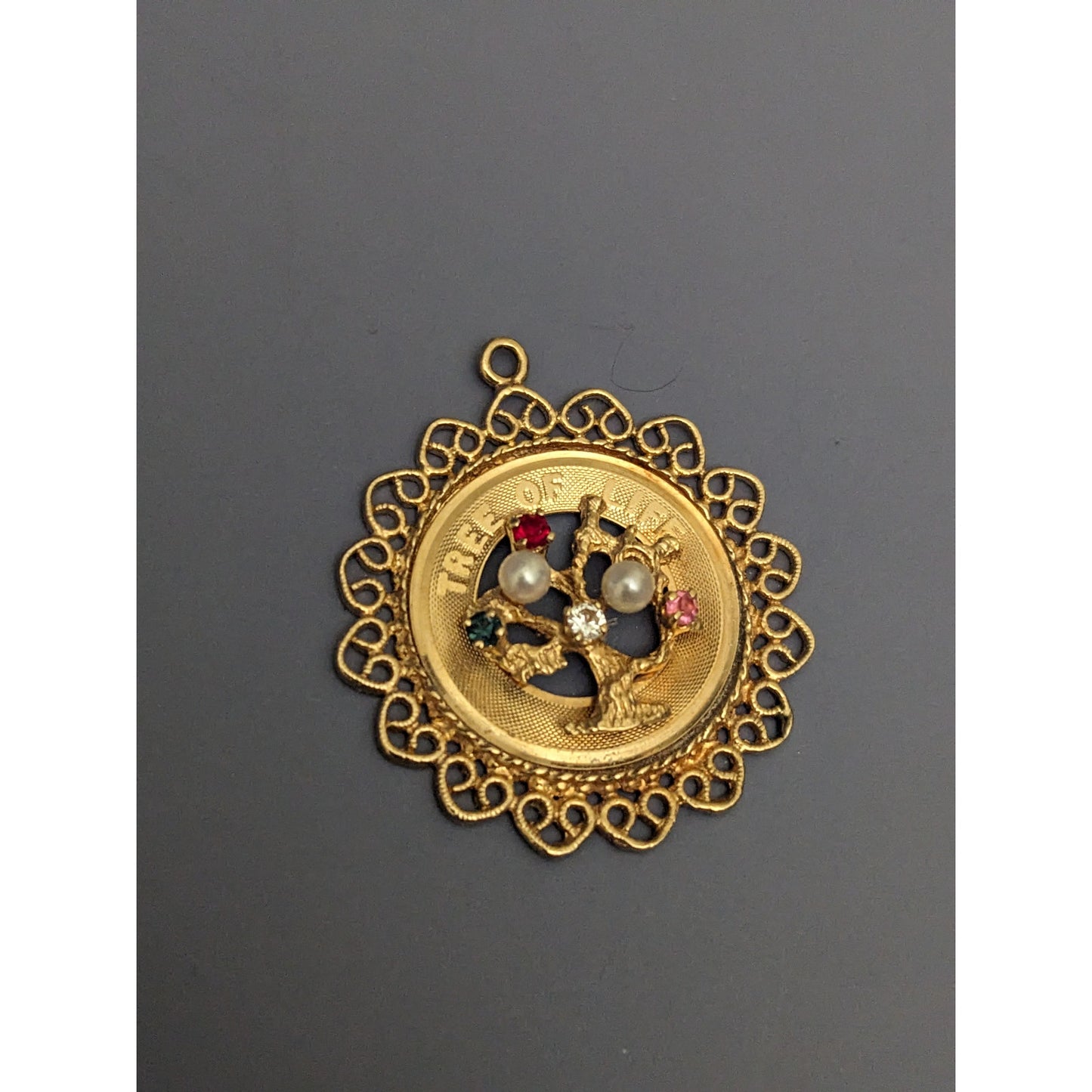 Vintage 14k Solid Gold M&M Tree Of Life Pendant Charm