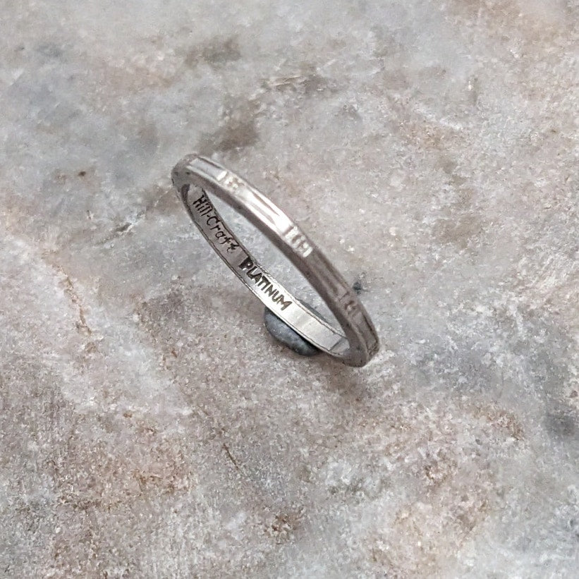 Vintage Hillcraft Platinum Delicate Dainty Etched Band Ring Size 4.75