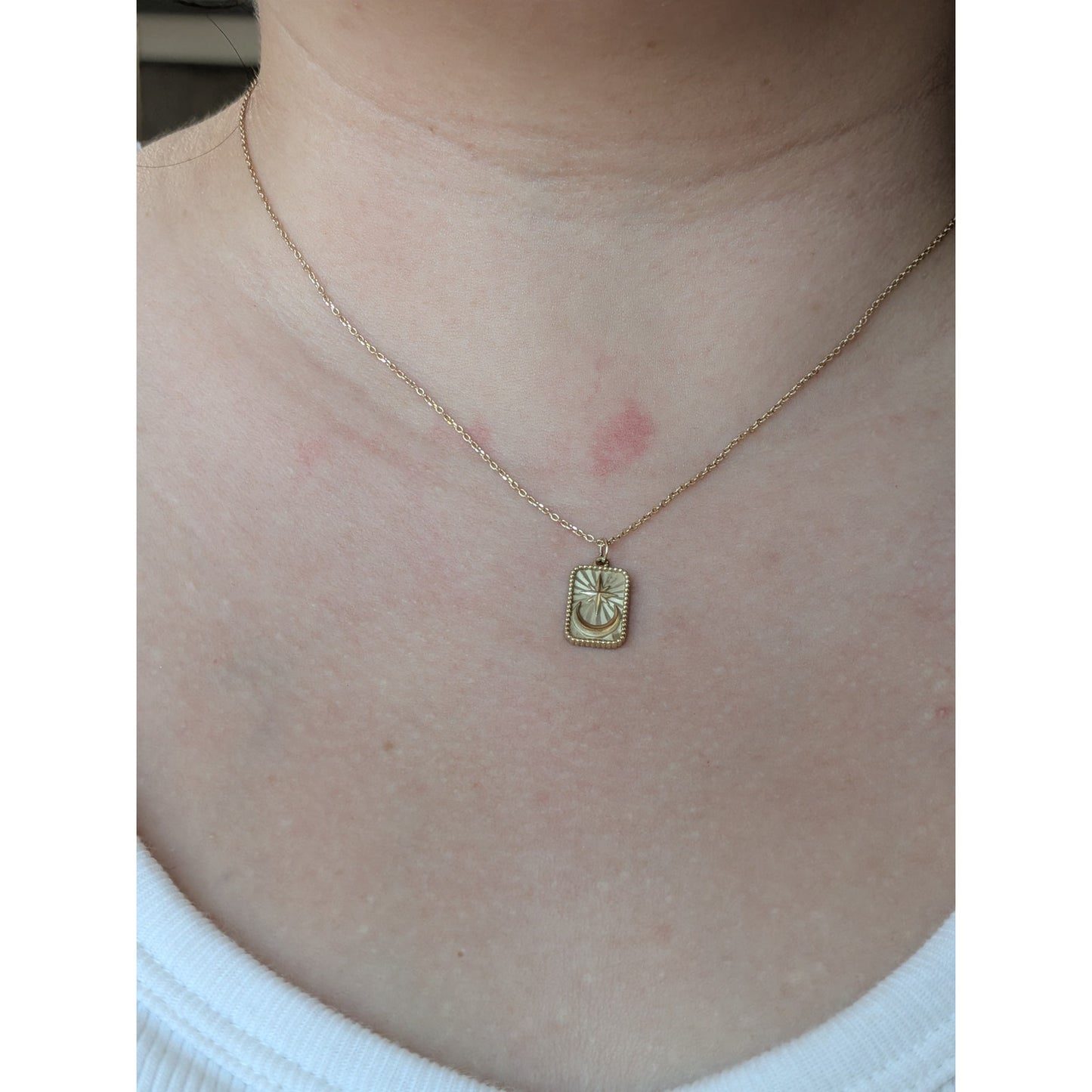 Estate 14k Yellow Gold Celestial Moon and Star Pendant Necklace