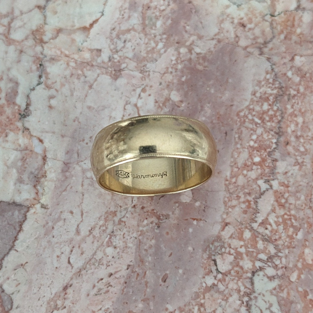 Vintage 14k Yellow Gold Classic Cigar Simple Band Ring Size 11