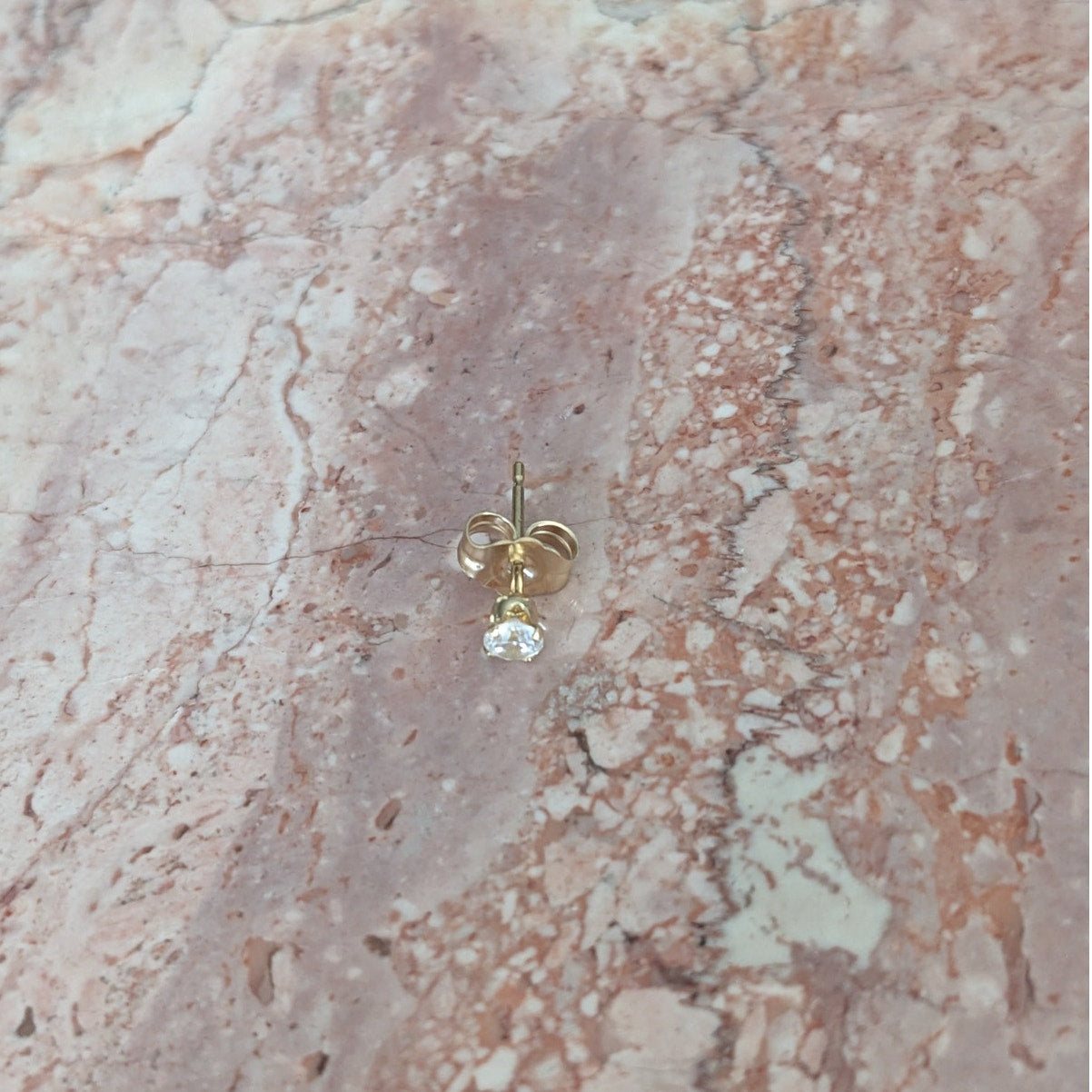 Estate 14k Gold Single Piece Tiny Dainty Diamond Stud Earring ONE PIECE ONLY