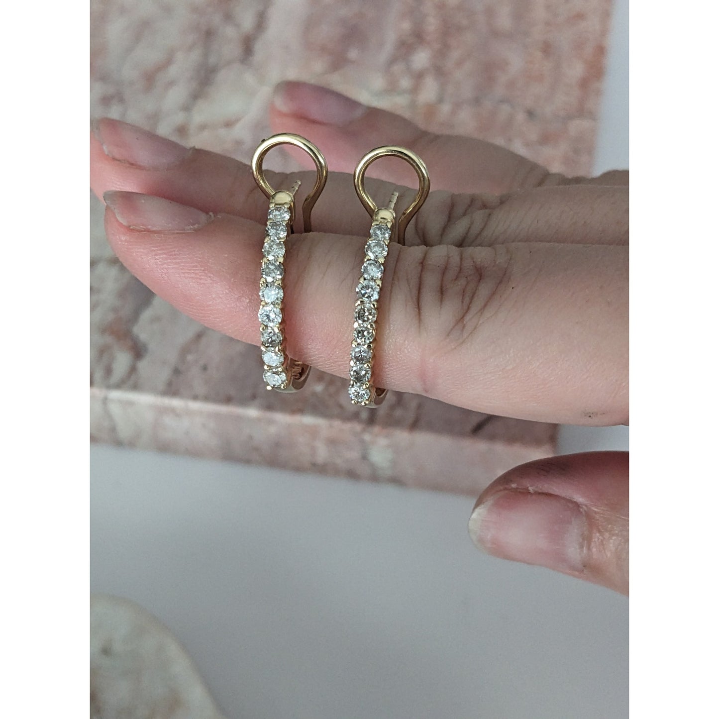Vintage 14k Yellow Gold 0.75 CTW Natural Diamond Huggie Earrings