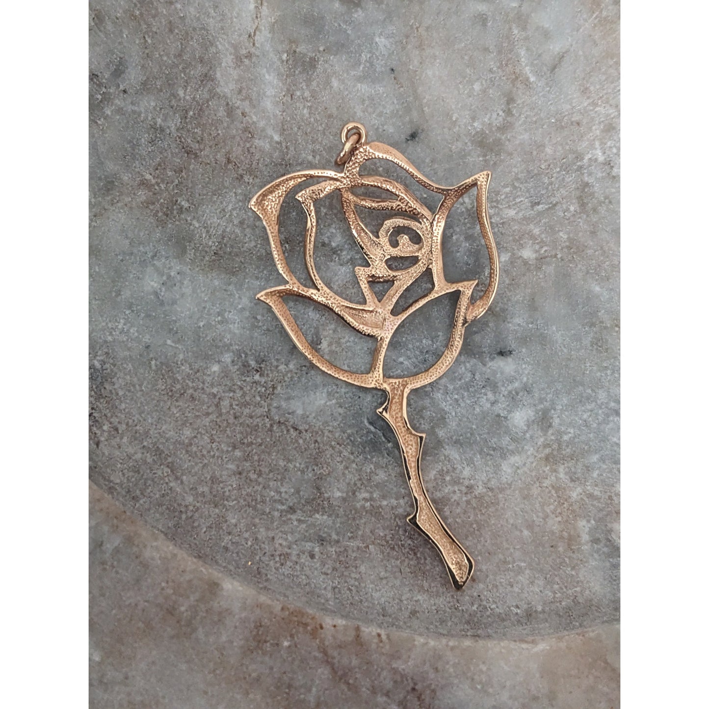Vintage 14k Yellow Gold Rose Flower Cutout Pendant
