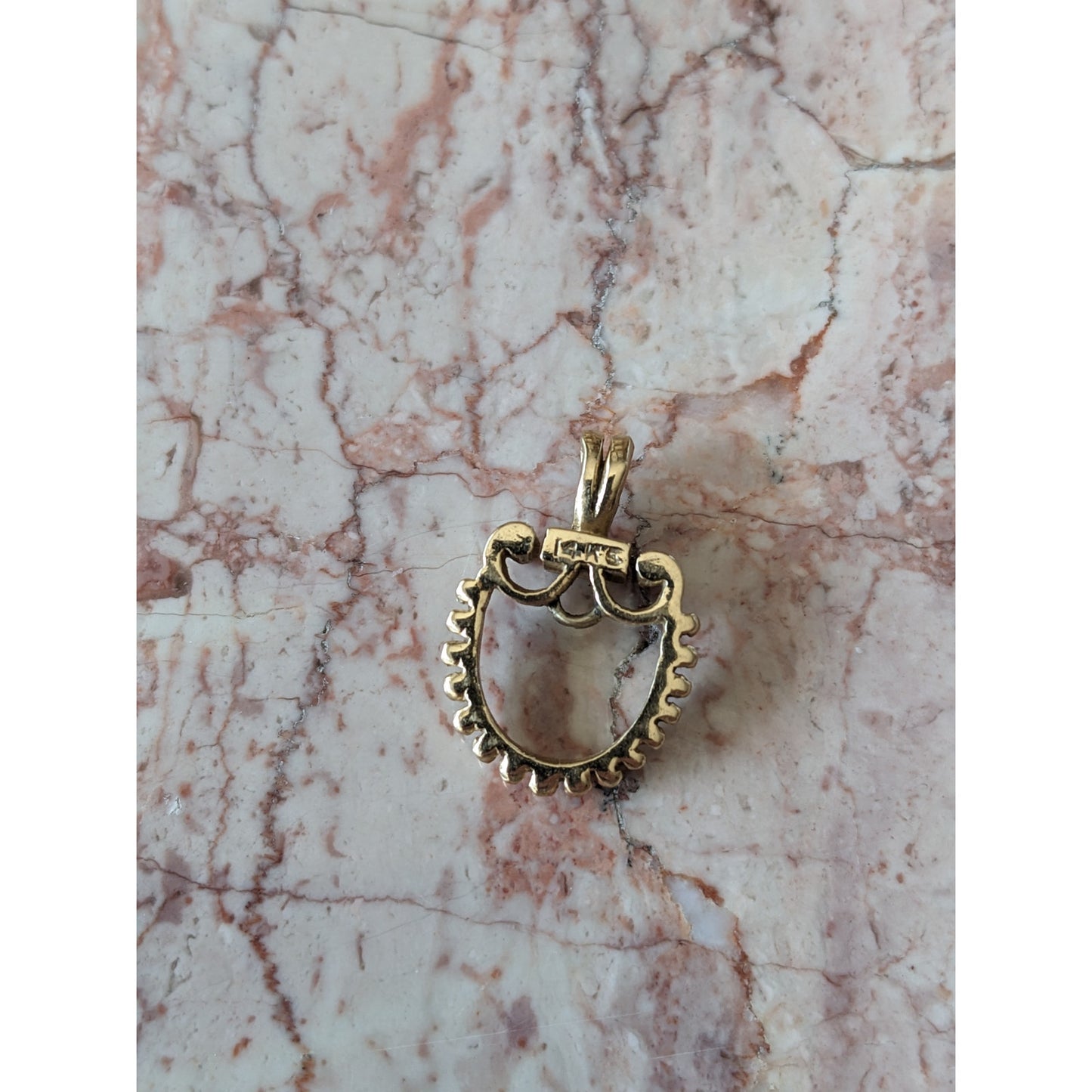 Vintage 14k Yellow Gold "U" Shaped Loop with Spherical Beads Pendant