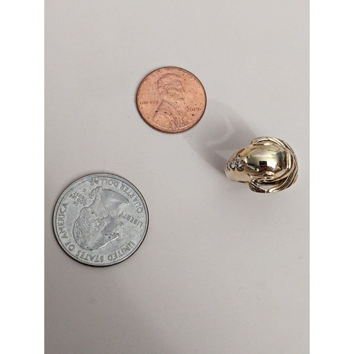 Vintage 10k Yellow Gold Dolphin with Diamond Accent Ring Size 4
