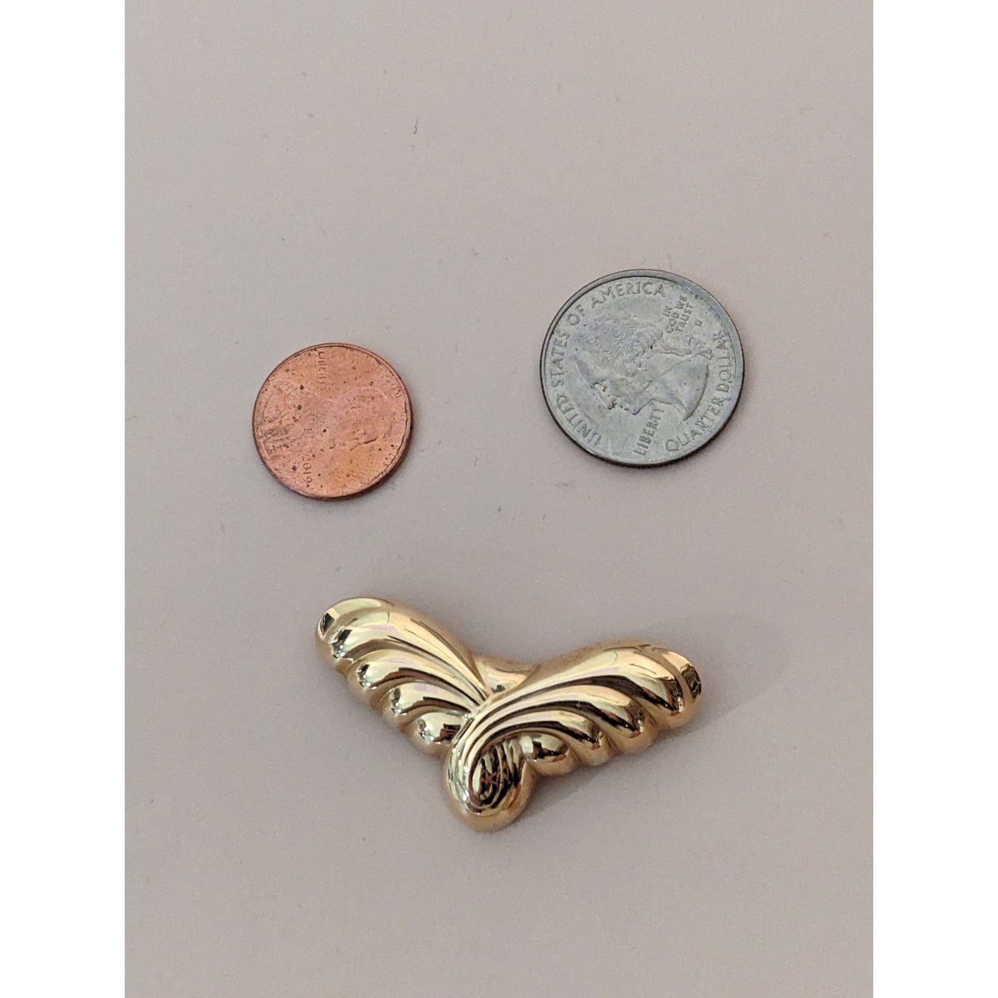 Vintage 14K Yellow Gold Angel Wing Slide Charm Pendant