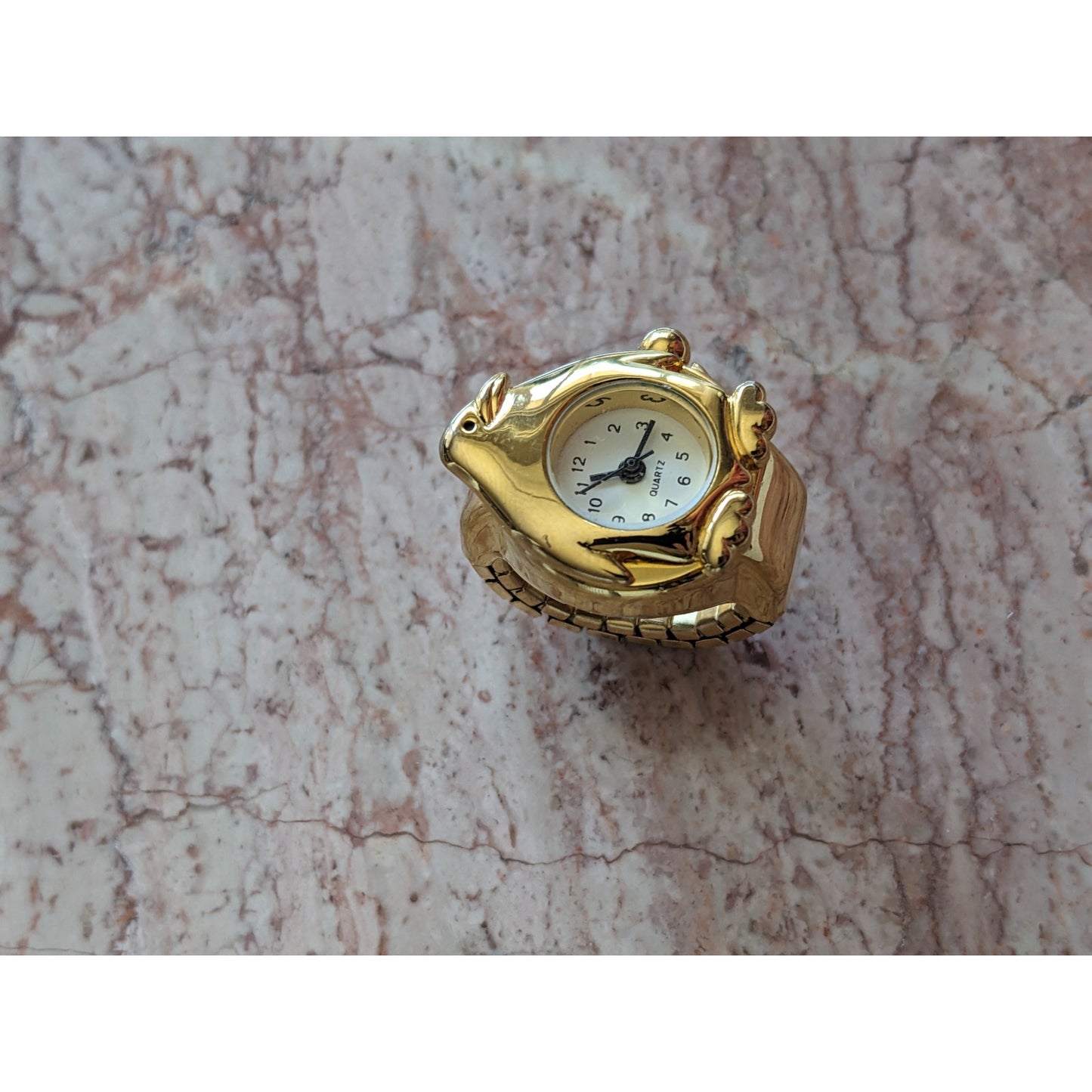 Preowned Gold Tone Ring Watch with Penguin Working