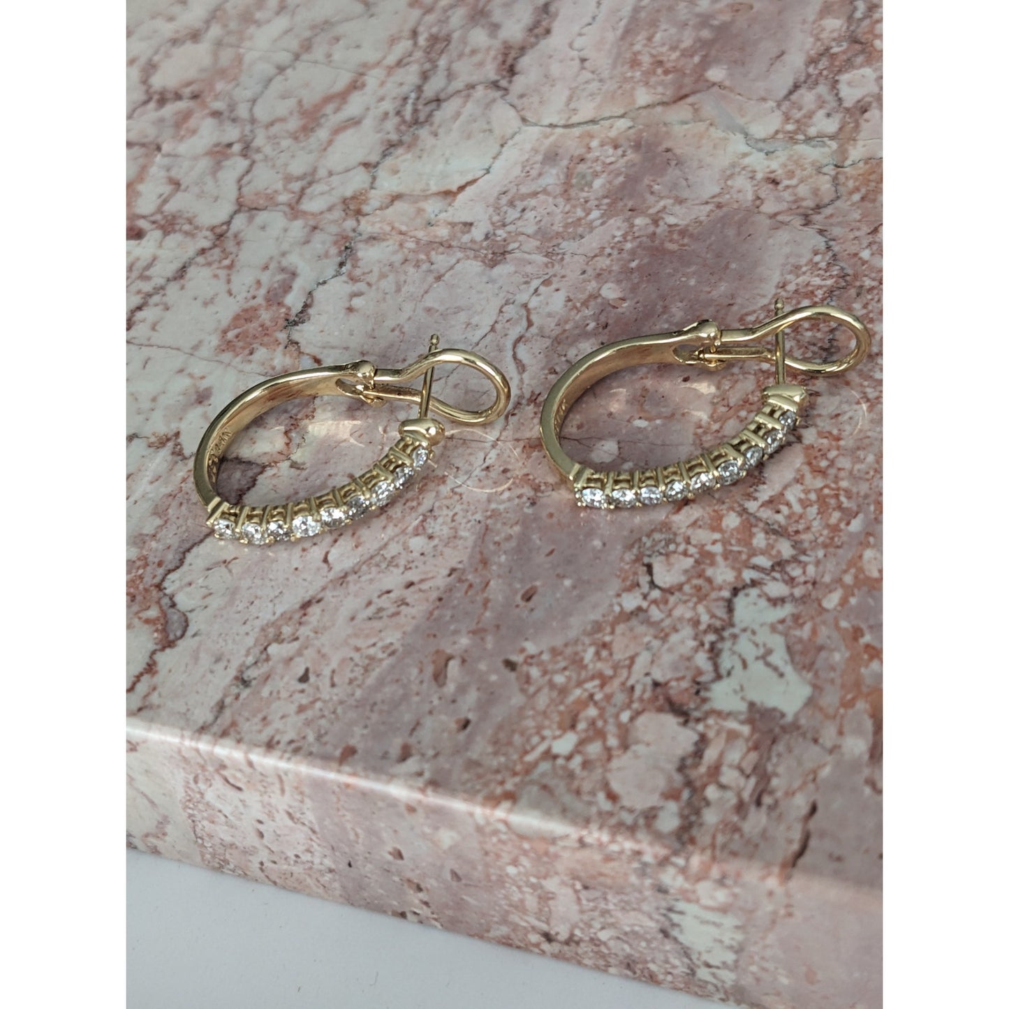 Vintage 14k Yellow Gold 0.75 CTW Natural Diamond Huggie Earrings