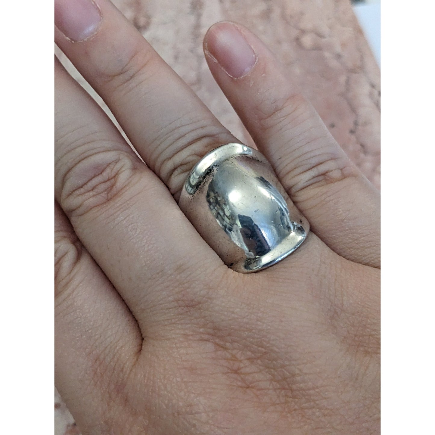 Vintage Sterling Silver 925 Concave Thick Band Ring Size 7.25