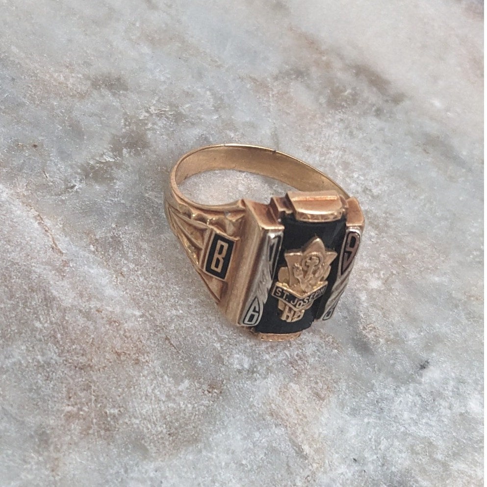 Vintage 10k Yellow Gold 1963 St Joseph Class Ring Size 9.25