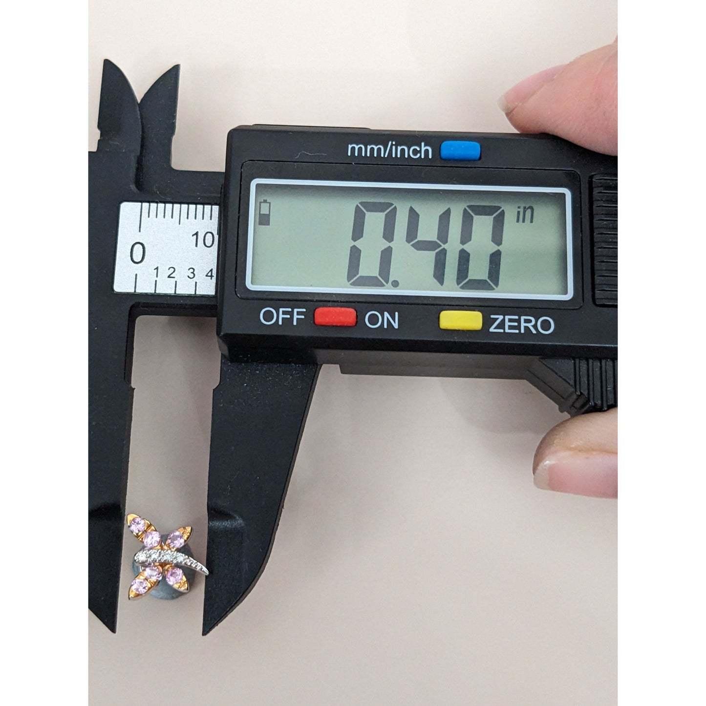 Estate 14k Gold Pink Sapphires and Diamond Dragonfly Stud Earrings