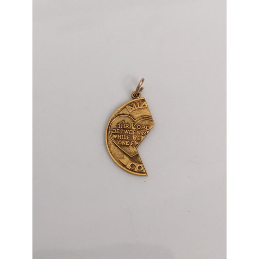 Vintage 14k Gold Jene Half Mizpah Friendship Pendant
