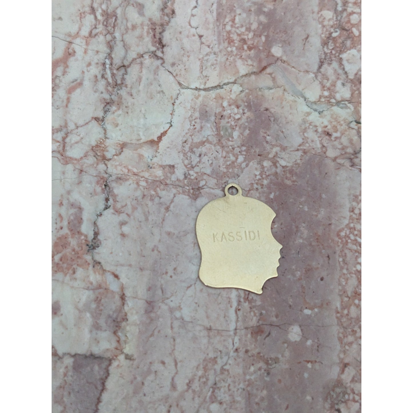 Vintage 14k Yellow Gold Flat Girl Silhouette Engraved "KASSIDY" & "4-4-92" Charm
