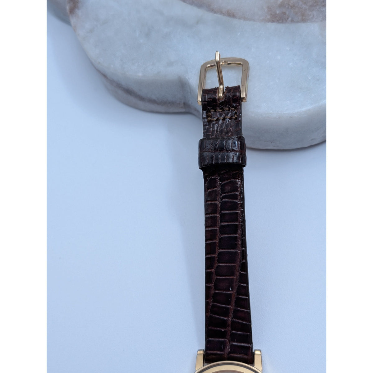Vintage Seiko Exceline Minimalist Gold Dial 80s Quartz Watch 7321-0390
