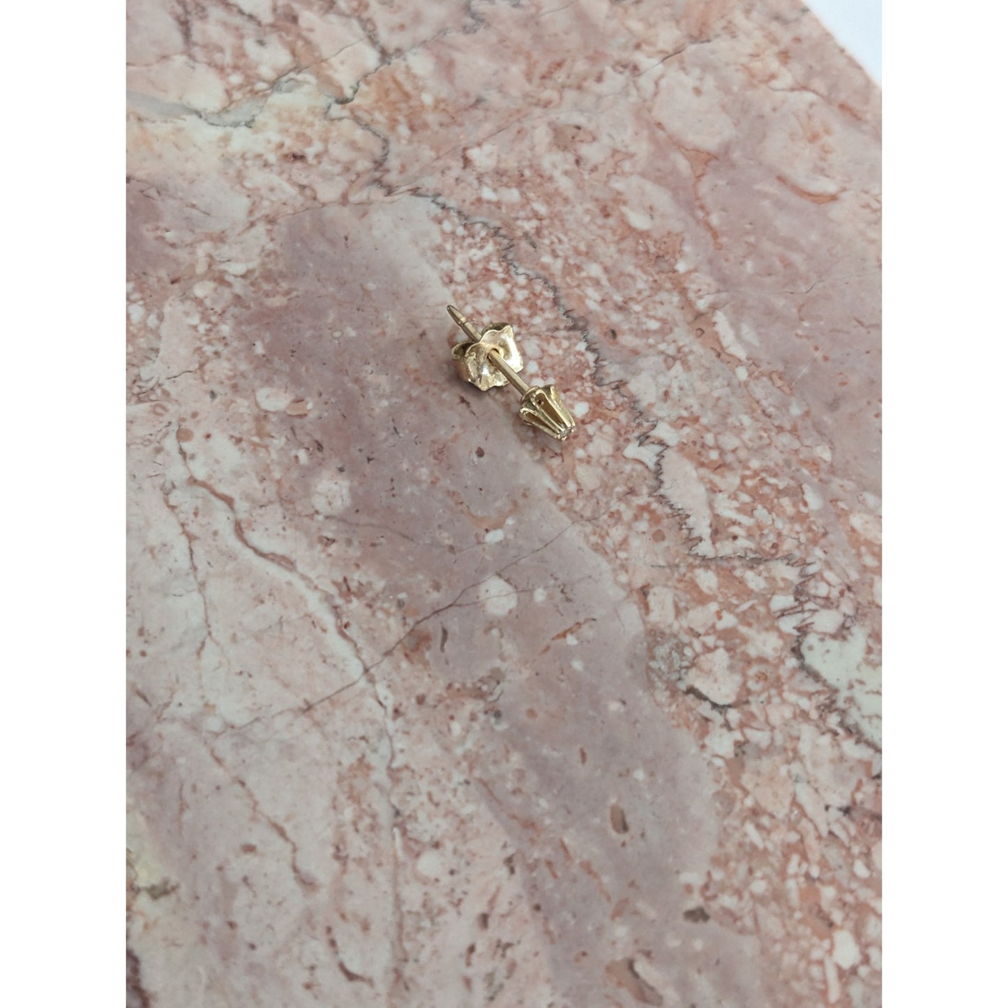 Estate 14k Gold Super Tiny Single Diamond Flower Stud Earring SINGLE PIECE