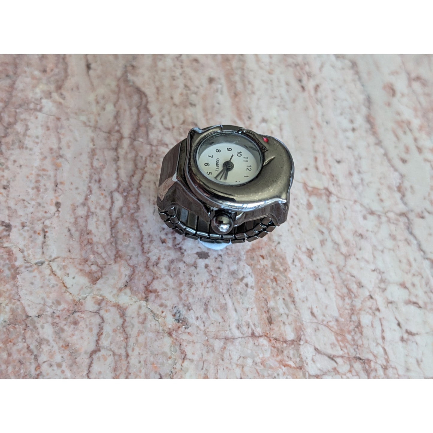 Preowned Patina Silver Tone Ring Watch with Dolphin Working