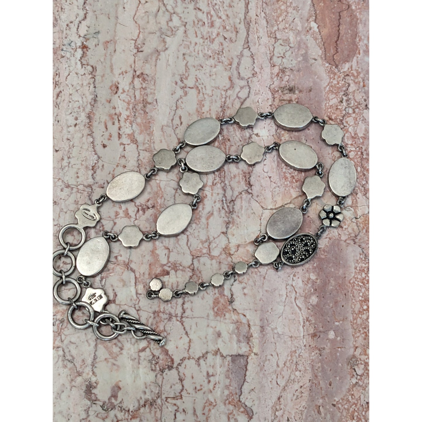 Vintage Sterling Silver 925 Lois Hill Daisy Flower Drop Necklace 16-18in