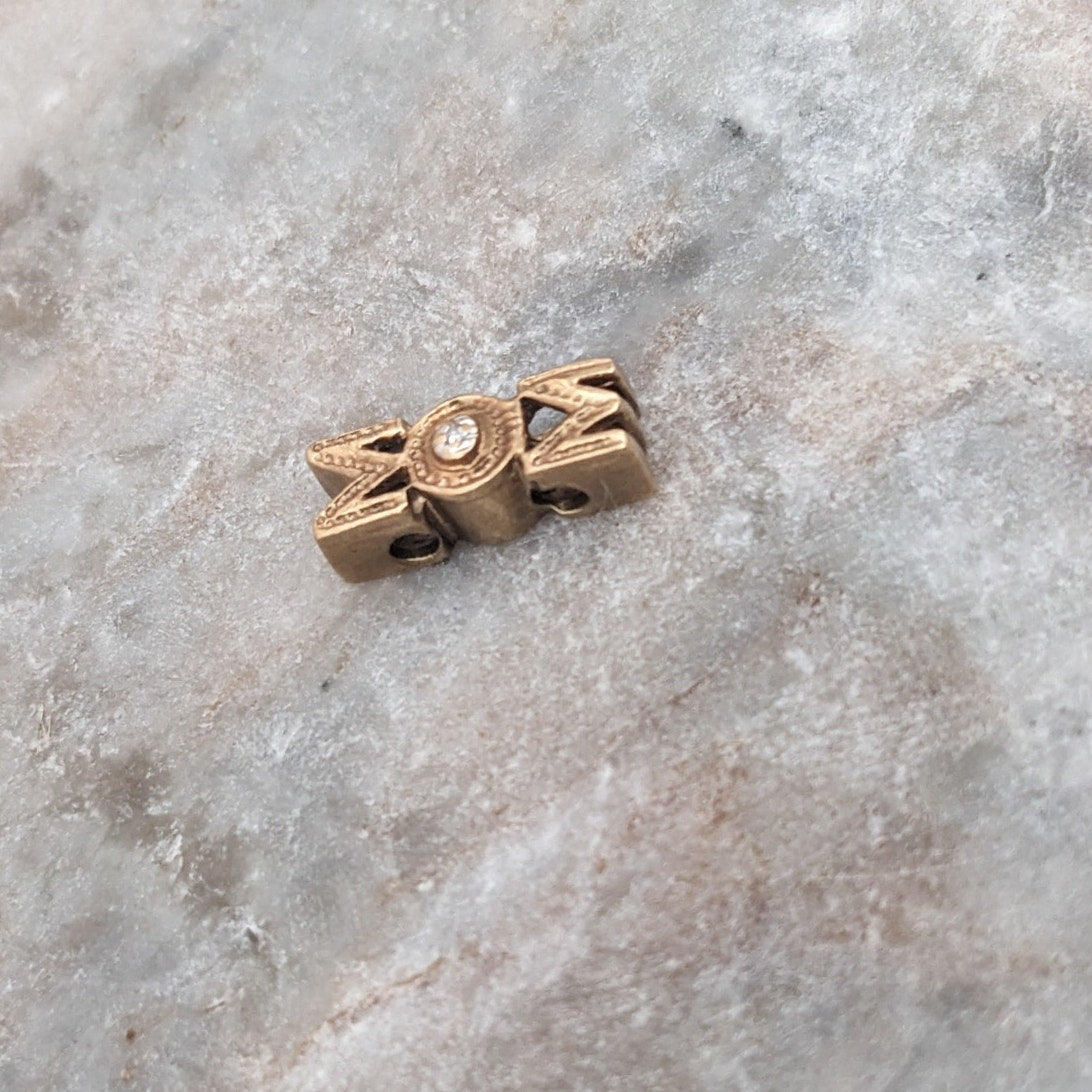 Vintage 14k Yellow Gold Richard Klein "MOM" Diamond Accent Slide Charm