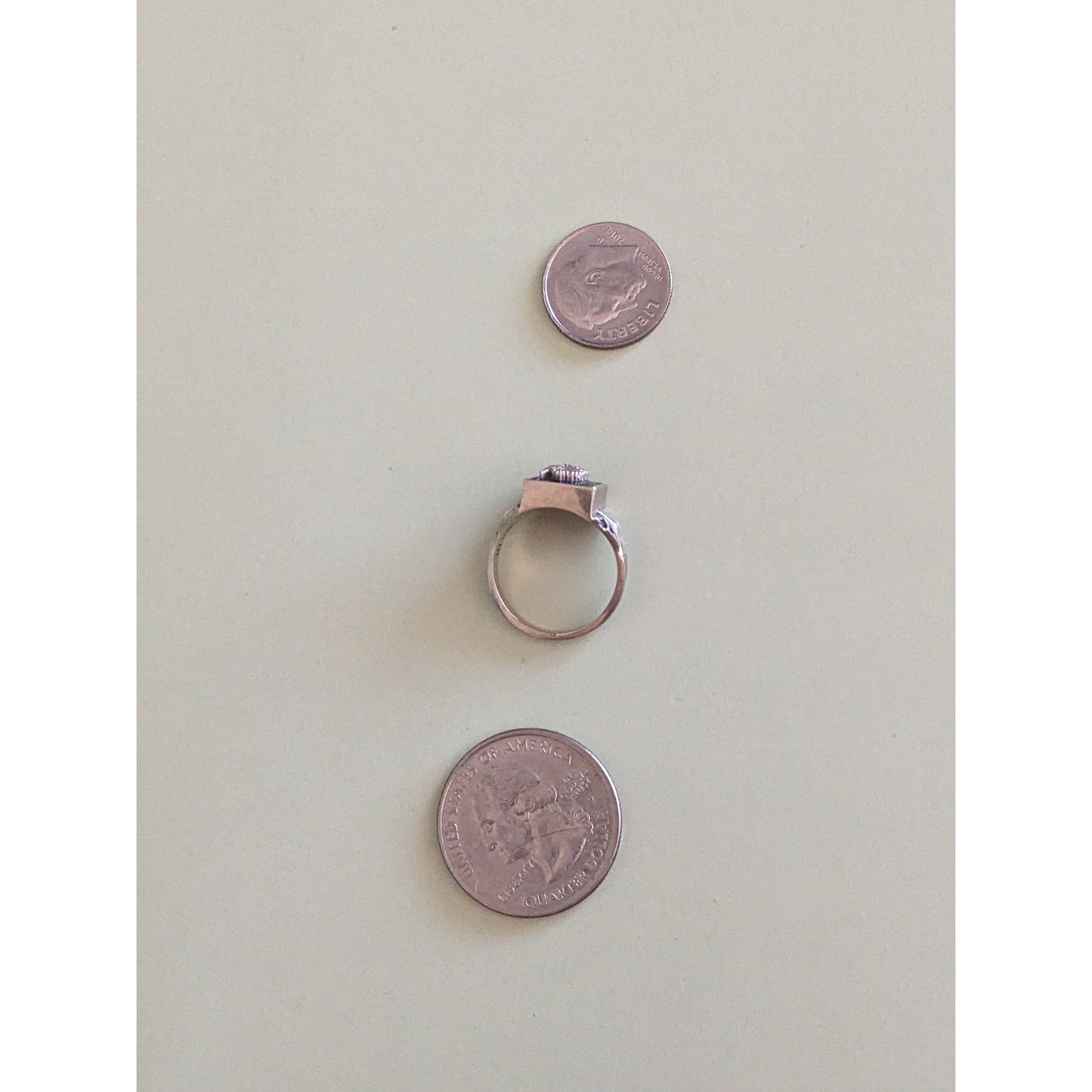 Vintage 10k White Gold Herff Jones Sacred Heart Signet Ring Size 5.75