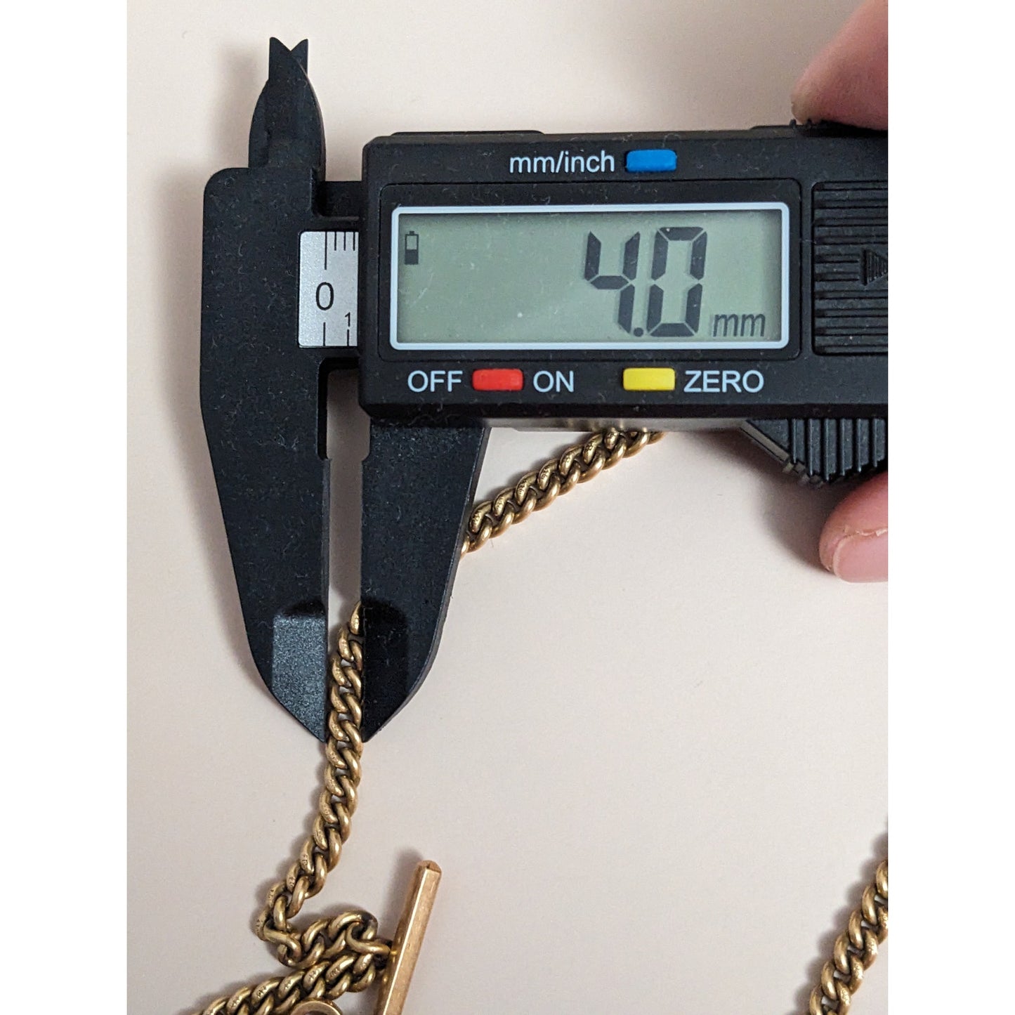 Vintage 18k Yellow Gold Watch Chain with White Gem Locket and T Bar